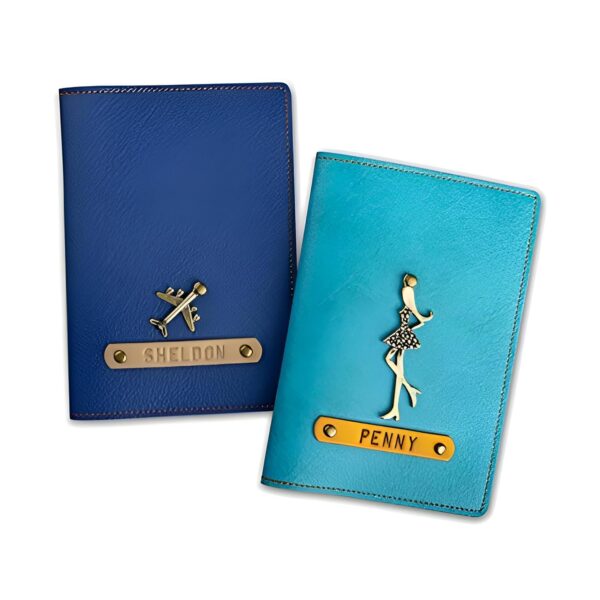 The Junket Multicolored Faux Leather Unisex Personalized Passport Cover for Couples, Best Gifts for Couple, Set of 2