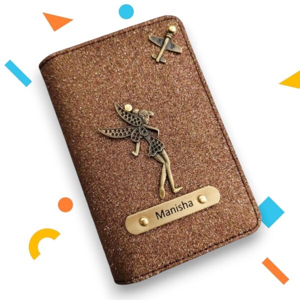 1739354265 CELED Personalised Trendy Passport CoverHolder Women Ladies Travel assesories Glitered Passport Cover New Launched Name Passport Holder for Girls Brown