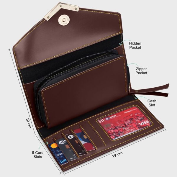 1741630497 The Wallet Store Personalized Leather Clutch Passport Cover Keychain Eyewear Combo with Name Charms Best Gift for Wife Girlfriend Sister Mother Etc Brown