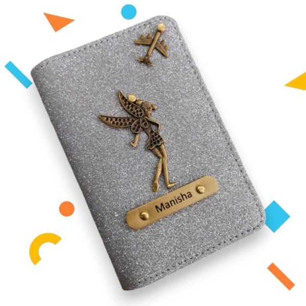 1743706244 CELED Personalised Trendy Passport CoverHolder Women Ladies Travel assesories Glitered Passport Cover New Launched Name Passport Holder for Girls Silver
