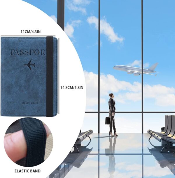 1748030775 VOGARD Slim Leather Travel Passport Wallet Casual Solid Credit Card Holder Money Wallet ID Multifunction Documents Flight License Purse Deep Blue……