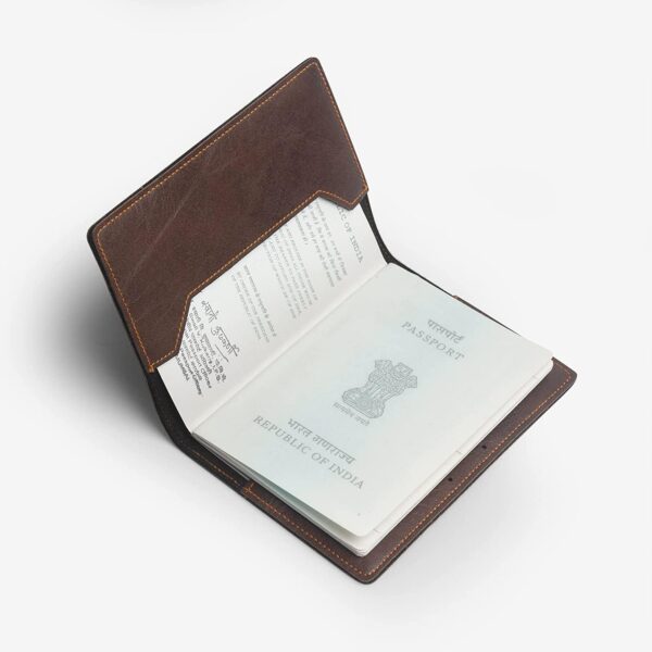 The Messy Corner Vegan Leather Passport Cover for Men ROADRUSH Passport Case Accessories for Travel Dark Brown