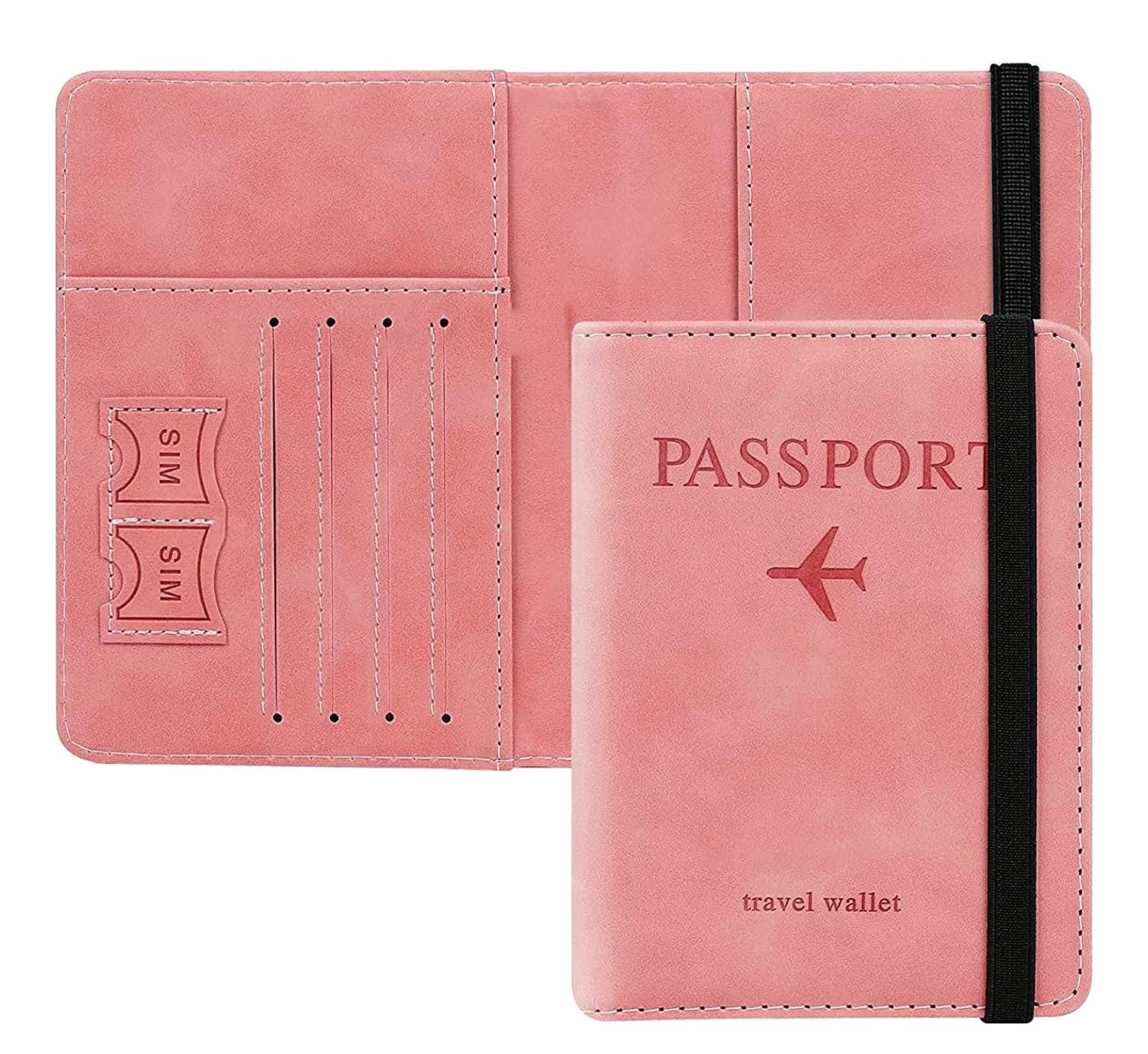 House of Quirk Passport Holder Cover Travel Wallet Organiser, Passport Case with PU Leather Travel Document Holder for Men and Women Travel Accessories (Pink)