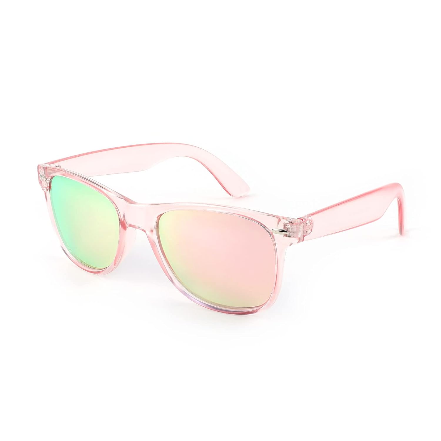 FEISEDY Women Retro Polarized Sunglasses Classic 80s Men Sunglasses Trendy UV400 B1858, Pink Frame & Pink Mirror Lens, 54mm