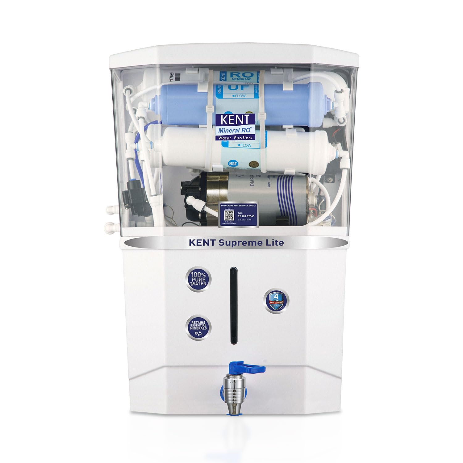 KENT Supreme Lite RO Water Purifier | INR 1000 Off on Exchange | 4 Years Free Service | ISI Marked | RO + UF + TDS Control | 8L Tank | 20 LPH Flow | White