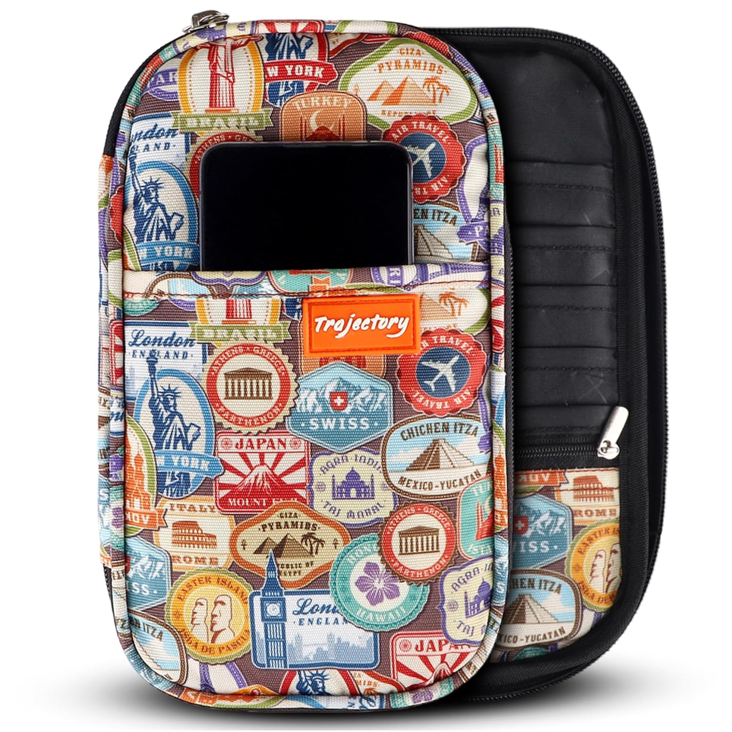 Trajectory Travel Polyester Passport and Card Holder and Wallet Organiser Case for Daily Use and International Trip for Men's and Women's (Monument), Multicolor