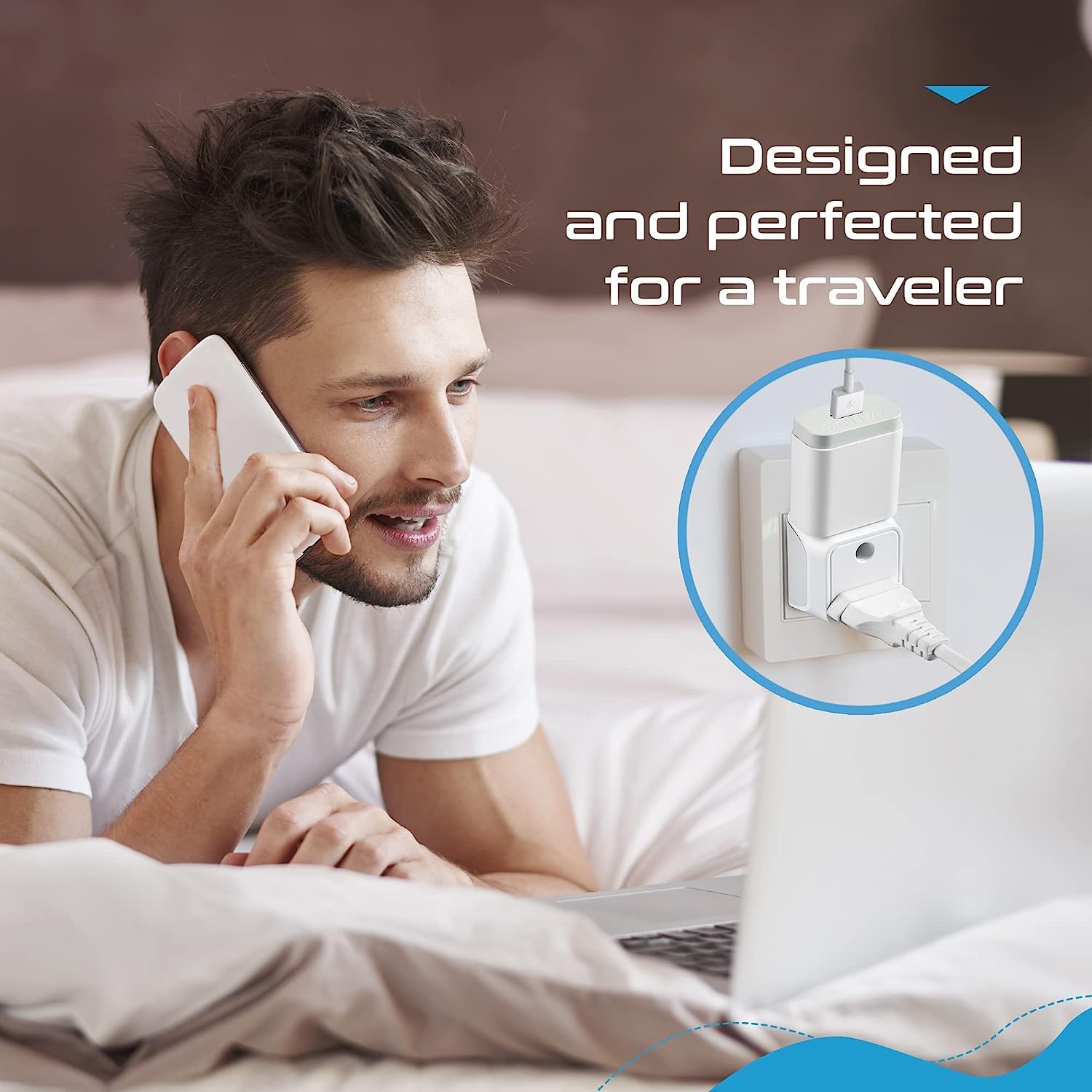 1735299184 Ceptics India to USA Canada Travel Adapter Plug – 2 in 1 Adapter Type B CE Certified RoHS Compliant – White 2 Pack Lifetime Limited Warranty