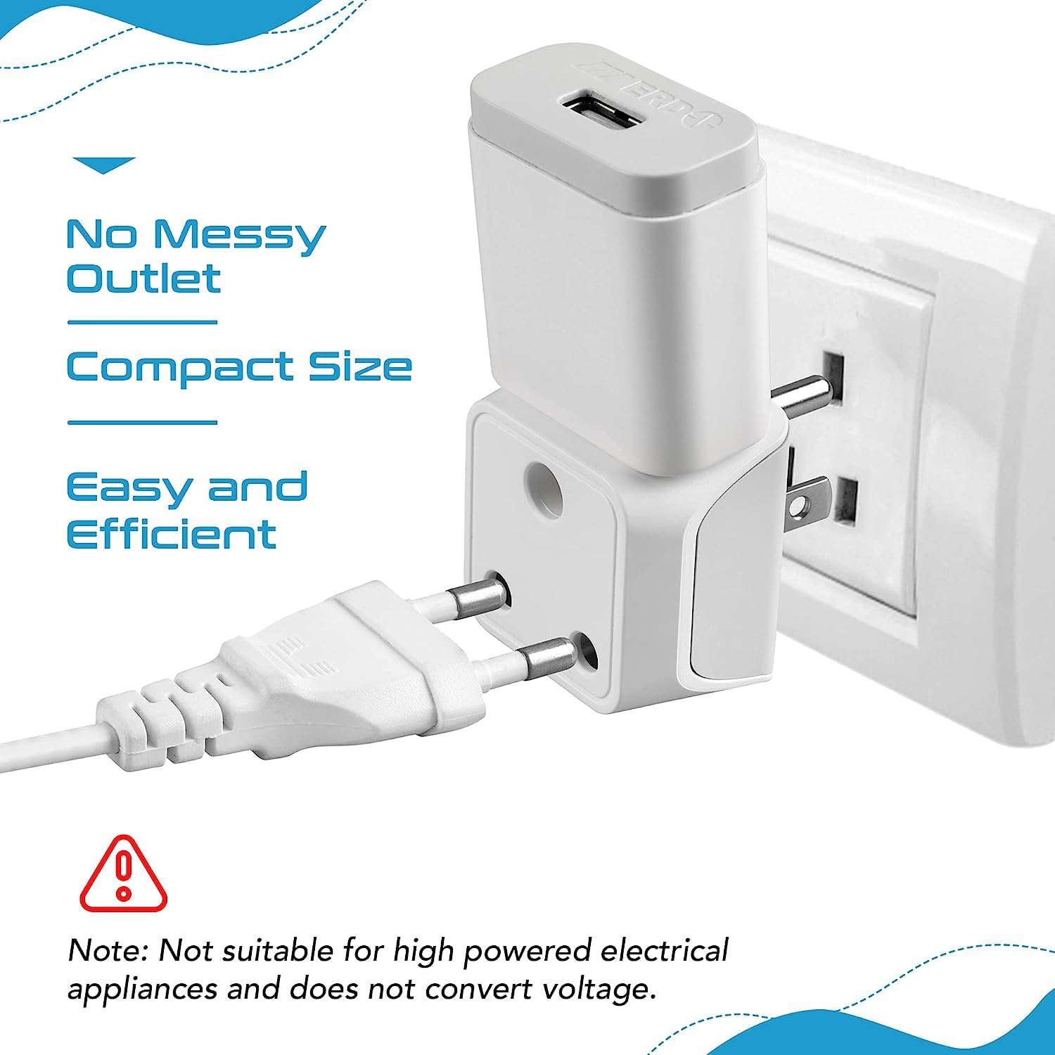 1735299185 Ceptics India to USA Canada Travel Adapter Plug – 2 in 1 Adapter Type B CE Certified RoHS Compliant – White 2 Pack Lifetime Limited Warranty