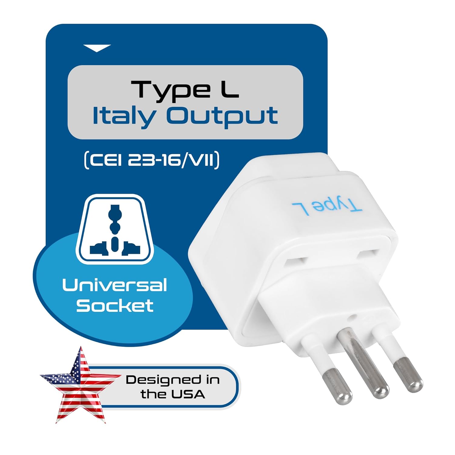 1735299809 Ceptics India to Italy Libya Chile More Type L Travel Adapter Plug CE Certified RoHS Compliant 3 Pack GP 12A 3PK
