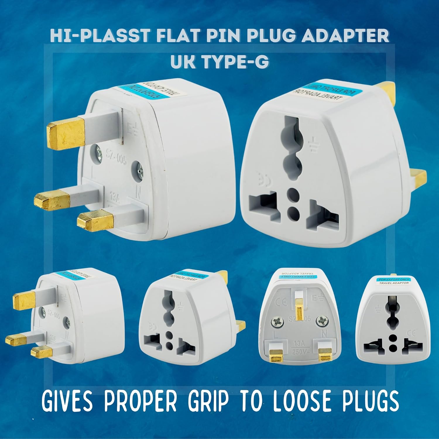 1735304229 Type G Plug Adapter UK Converter 5pcs India to UK Plug Adaptor for Hong Kong UAE Dubai Singapore England Universal Travel Adapter Power Plug Pack of 5