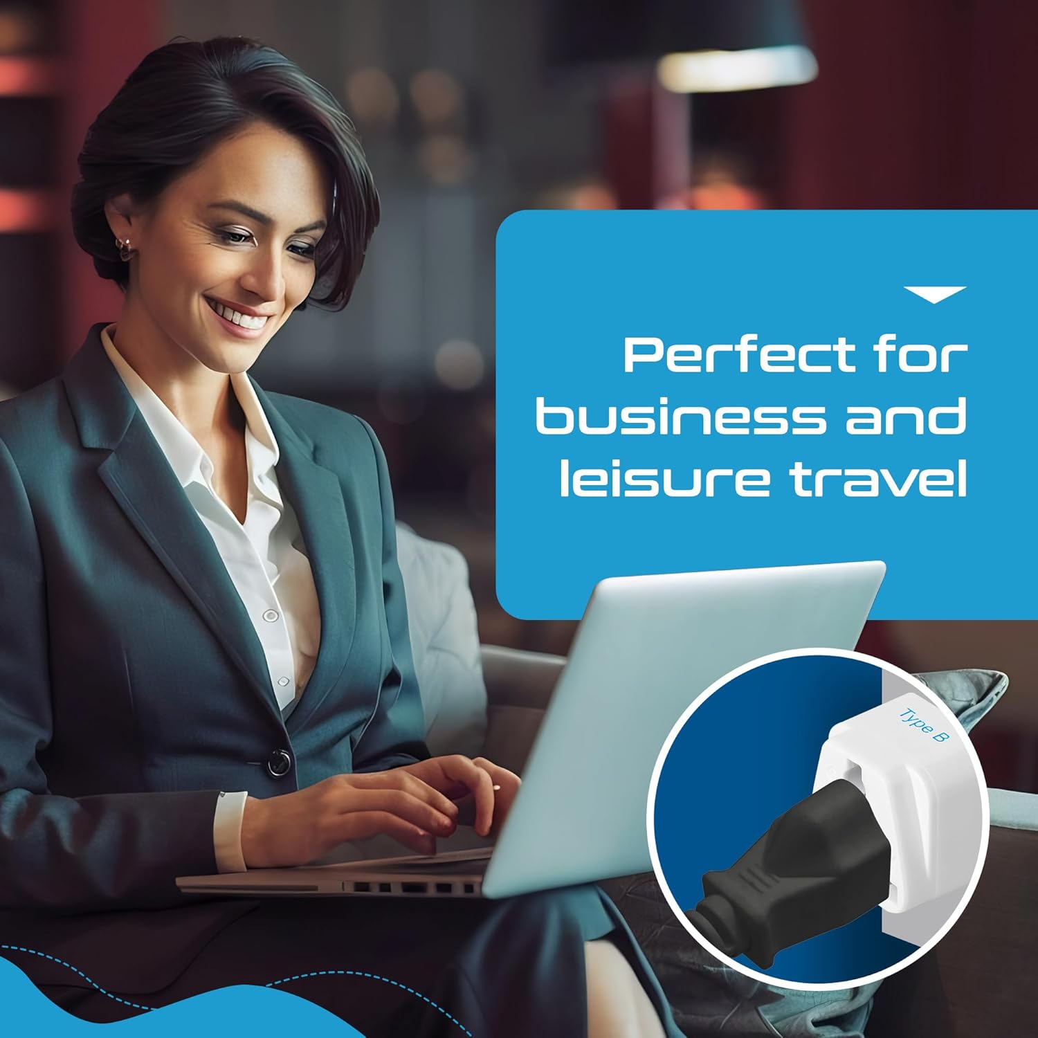 1735320376 Ceptics Universal Travel Adapter for USA Canada Philippines India to US Plug Adapter Type B USA Plug CE Certified RoHS Compliant White 3 Pack