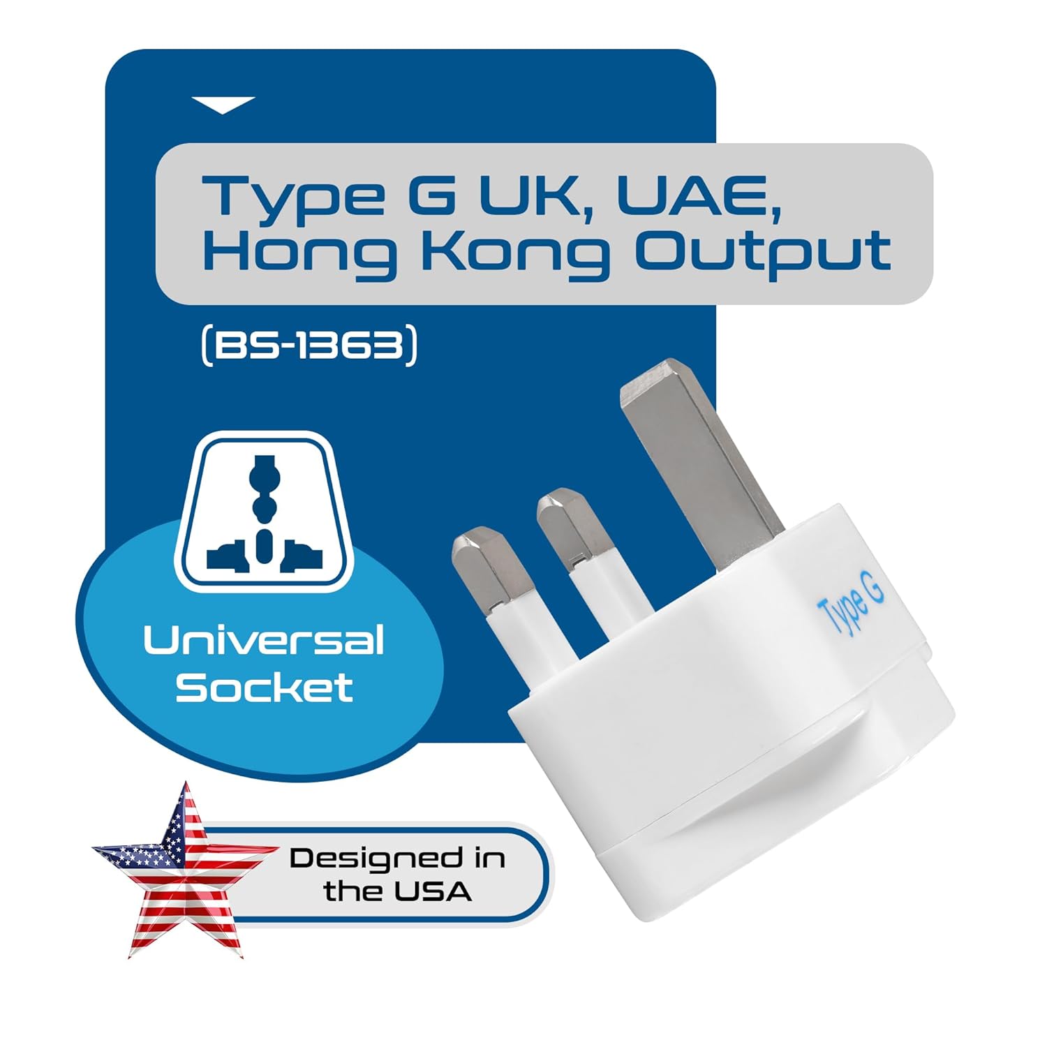 1735330137 Ceptics Adapter to UK India to UAE Hong Kong Dubai UK Adapter Plug UK Travel Adapter Type G Adapter Perfect for Laptop Camera Chargers and More CE White Lifetime Limited Warranty