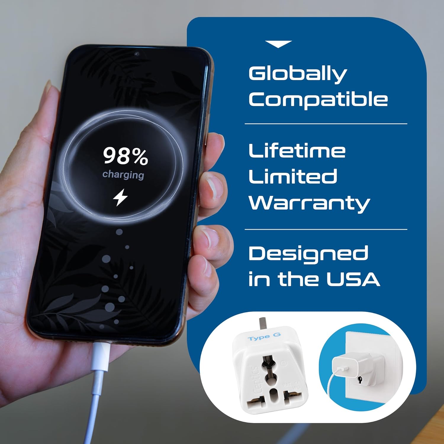 1735330139 Ceptics Adapter to UK India to UAE Hong Kong Dubai UK Adapter Plug UK Travel Adapter Type G Adapter Perfect for Laptop Camera Chargers and More CE White Lifetime Limited Warranty