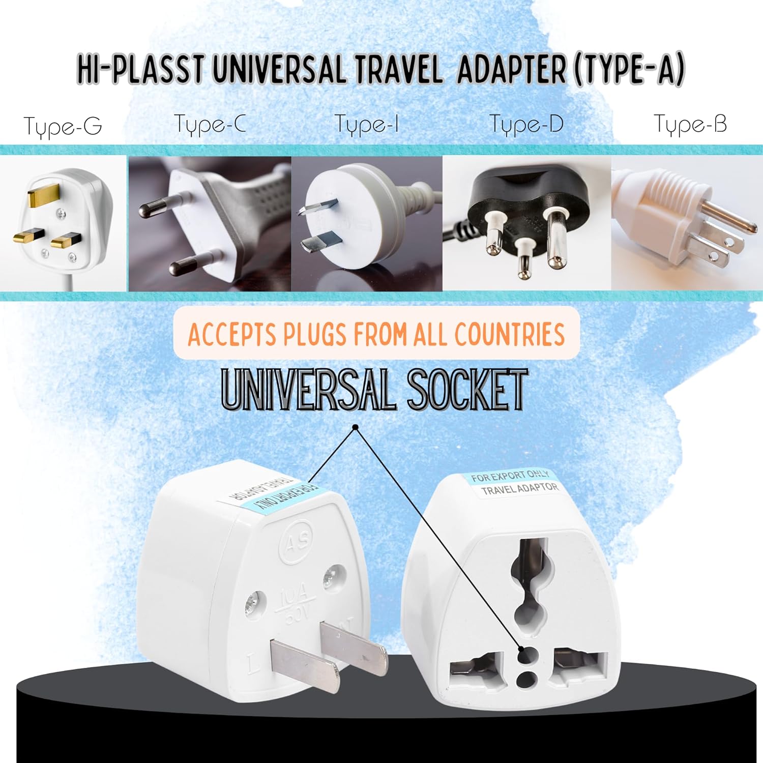 1735339374 Hi PLASST 3pcs Type A US Converter Plug India to USA Universal Travel Adapter for USA Canada Mexico Brazil Philippines Cuba Thailand Taiwan Japan Panama etc