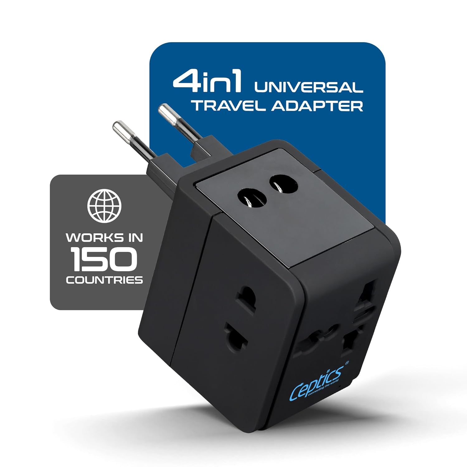 1735346788 Ceptics Universal Travel Adapter with 2 USB Ports 3 in 1 International Adapter for Cell Phone Tablet Camera India to UK Europe Australia More