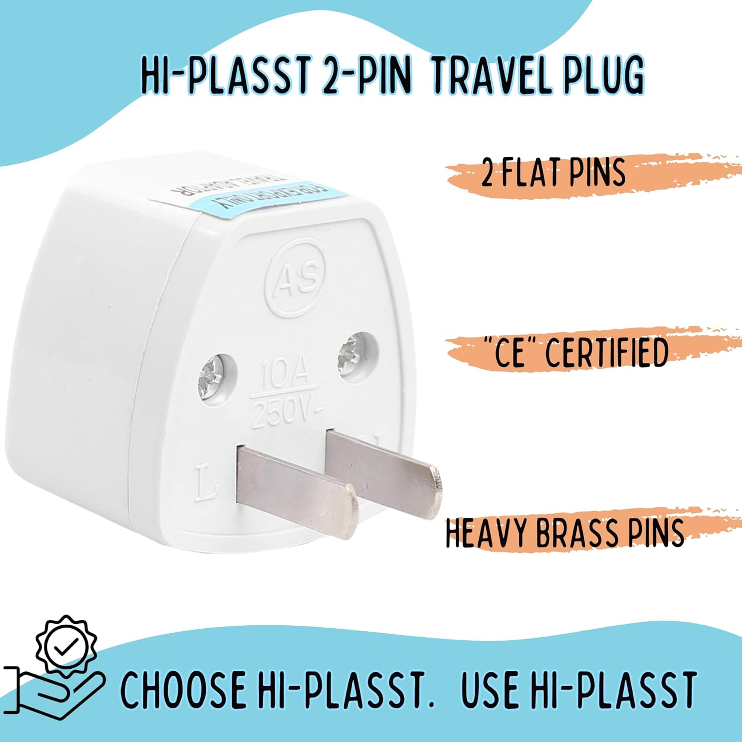 1735361706 Hi PLASST Type A India to US Converter Plug Pack of 2 India to USA Universal Travel Adapter for Canada Mexico Brazil Philippines Cuba Thailand Taiwan Japan Panama 2pin Plug
