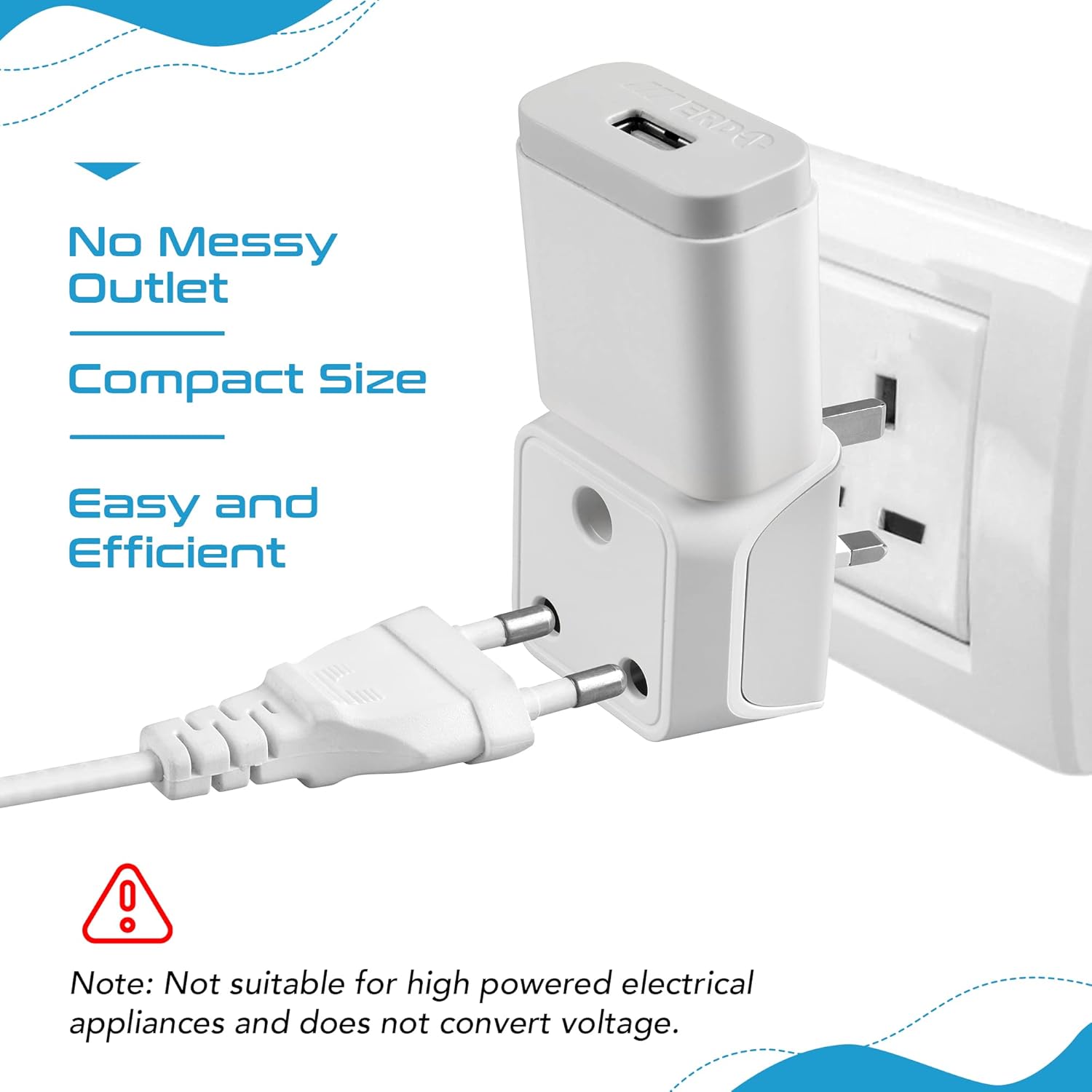 1735372961 Ceptics India to UK UAE Travel Adapter Plug – 2 in 1 Hong Kong Adapter Type G CE Certified RoHS Compliant – White 2 Pack Lifetime Limited Warranty