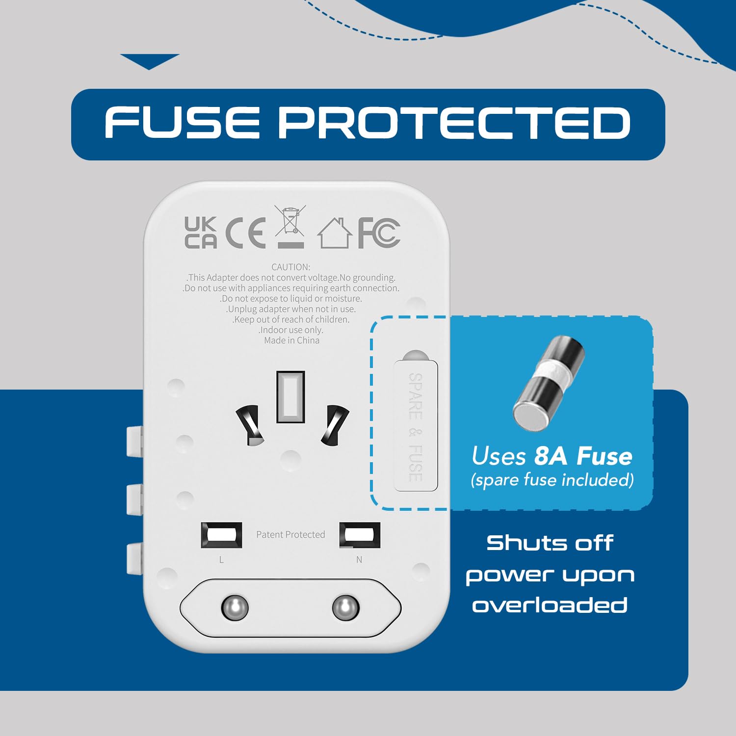 1735378568 Ceptics Travel Adapter 4 in 1 65W Universal Travel Adapter with Type C India to International Travel Adapter Plug Socket 1 x USB 2 x USB C 3.1A Fast Charging 10 Years Warranty White