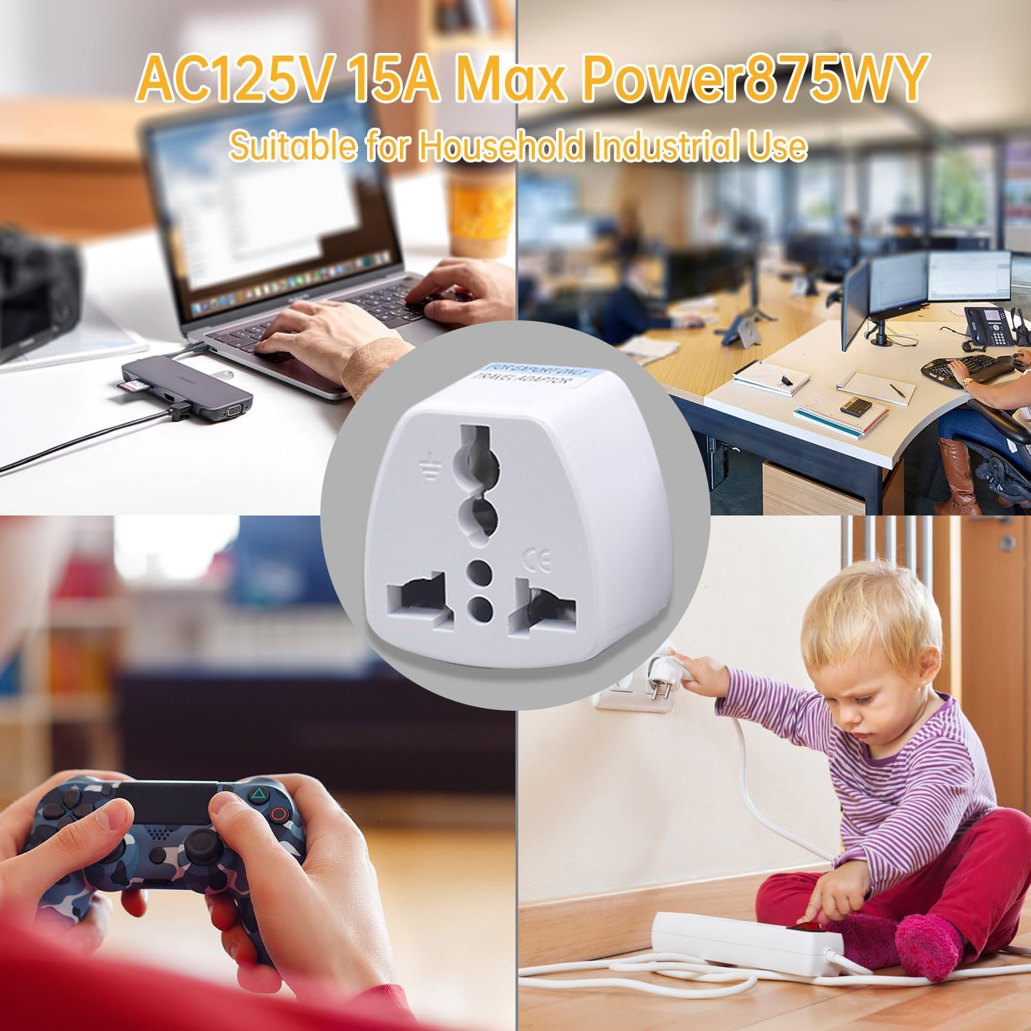 1735397316 KAVANA 3pcs Type A US Converter Plug India to USA Universal Travel Adapter for USA Canada Mexico Brazil Philippines Cuba Thailand Taiwan Japan Panama etc