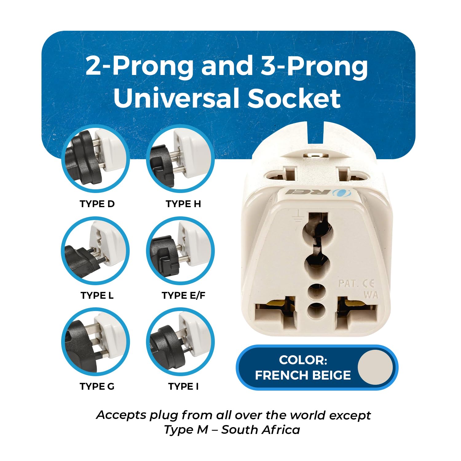 1735403040 Orei Europe Travel Adapter India to Europe Schuko Plug Type EF India to Europe Adapter 2 in 1 Perfect for Laptop Camera Charger and More CE RoHS Beige