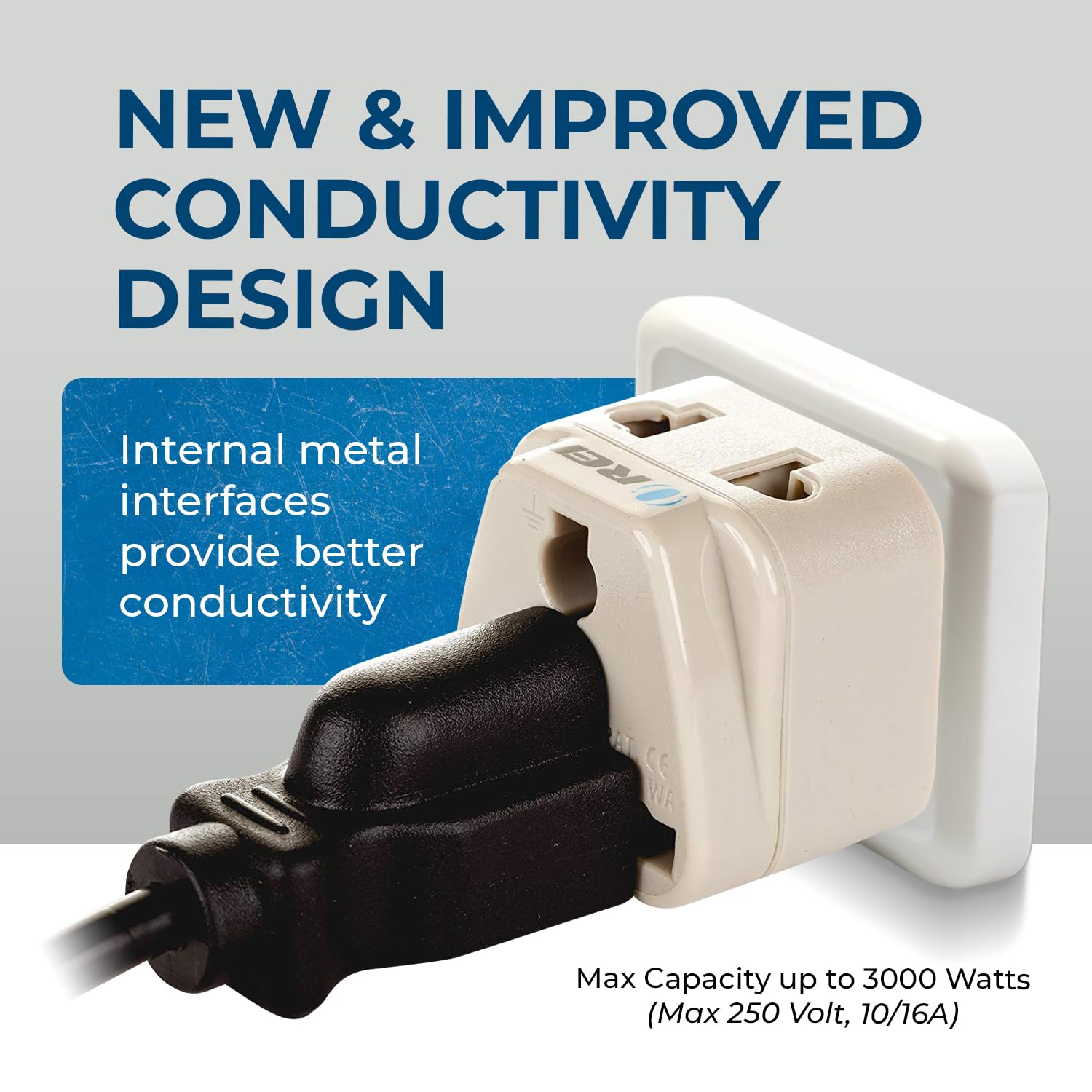 1735403048 Orei Europe Travel Adapter India to Europe Schuko Plug Type EF India to Europe Adapter 2 in 1 Perfect for Laptop Camera Charger and More CE RoHS Beige