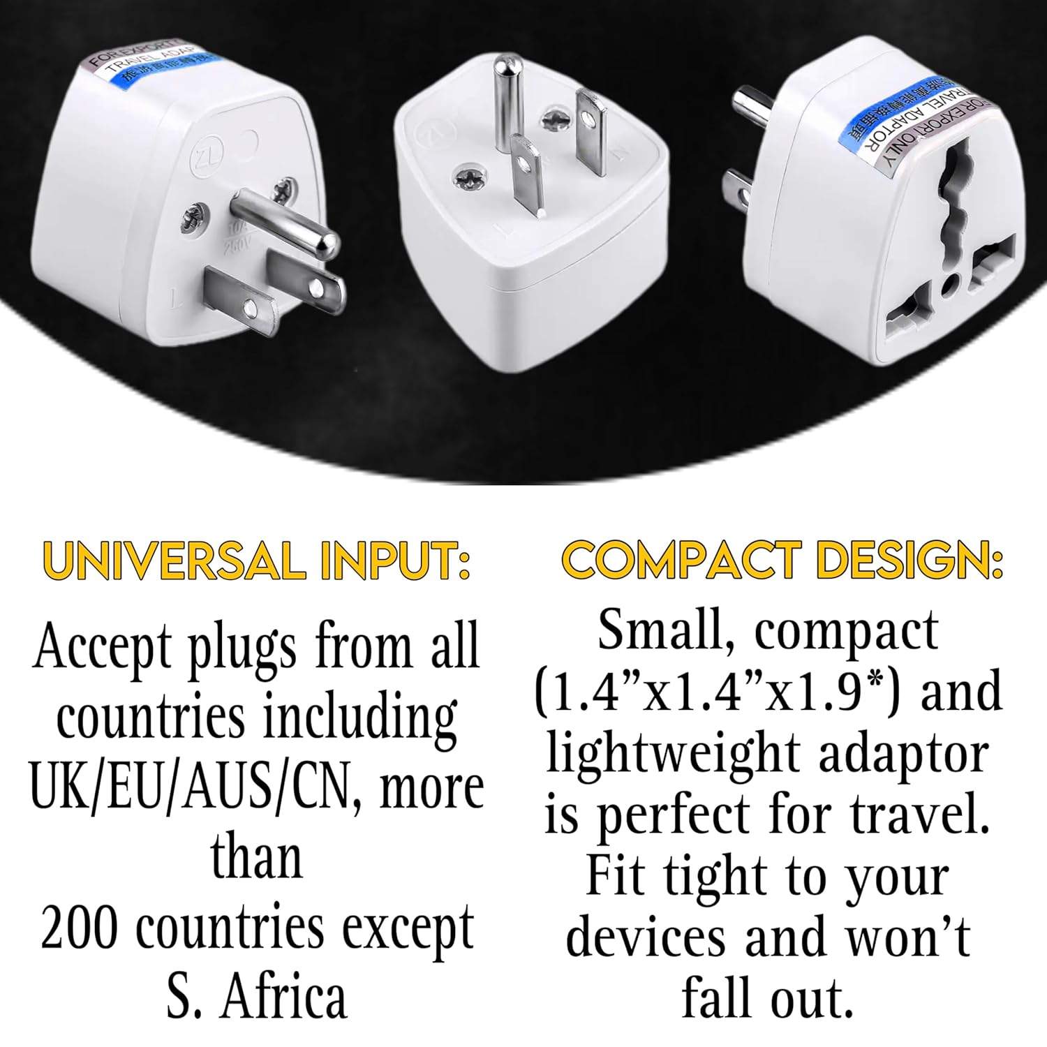 1735406867 KAVANA 3pcs Type A US Converter Plug India to USA Universal Travel Adapter for USA Canada Mexico Brazil Philippines Cuba Thailand Taiwan Japan Panama etc