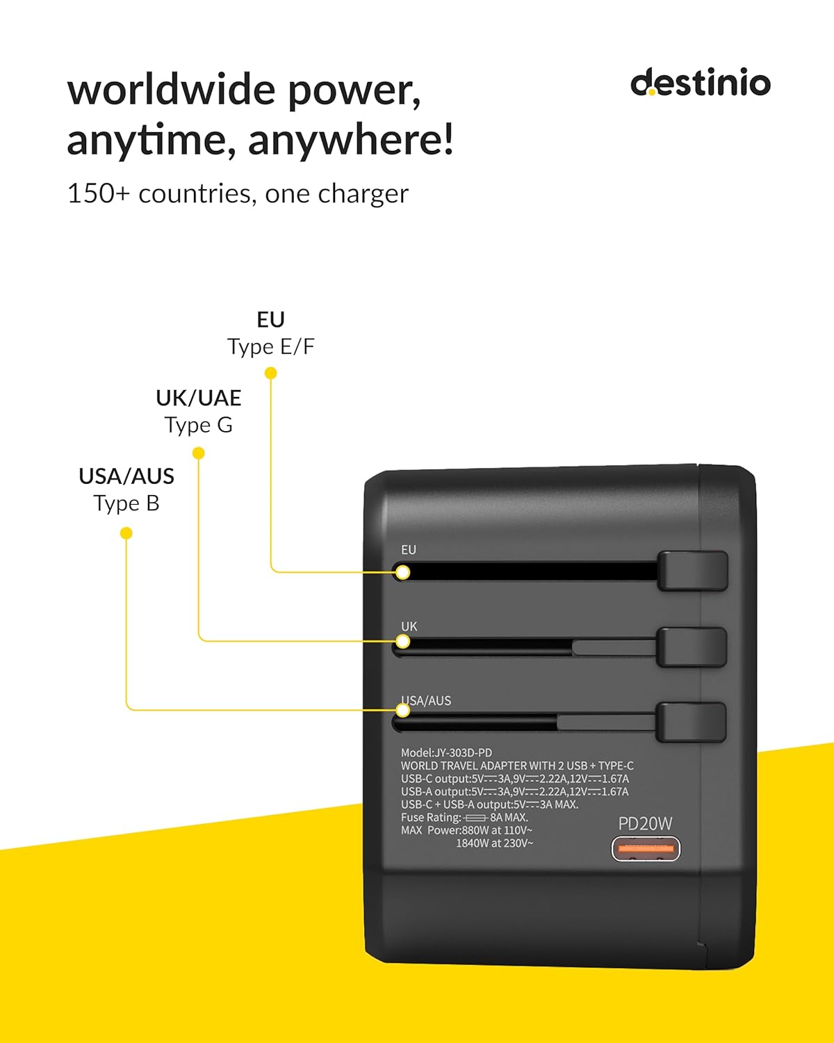 1735408891_Destinio-Universal-Travel-Adapter-Type-C-20W-PD-4-in-1-Fast-Charging-Travel-Adaptor-International-All-in-One-1-x-Type-C-2-x-USB-Universal-Charger-Adapter-for-US-UK-Europe.jpg 1735408891 Destinio Universal Travel Adapter Type C 20W PD 4 in 1 Fast Charging Travel Adaptor International All in One 1 x Type C 2 x USB Universal Charger Adapter for US UK Europe