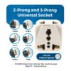 1735414174 OREI India USA Adapter India to Universal Travel Adapter for USA Japan Canada Plug Adapter Type B Plug 2 in 1 Perfect for Laptop Camera Charger and More CE RoHS Beige