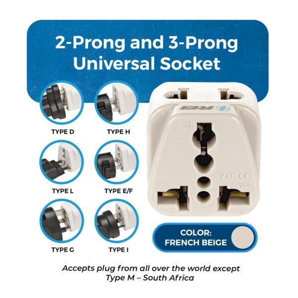 1735414174 OREI India USA Adapter India to Universal Travel Adapter for USA Japan Canada Plug Adapter Type B Plug 2 in 1 Perfect for Laptop Camera Charger and More CE RoHS Beige