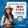 1735414179 OREI India USA Adapter India to Universal Travel Adapter for USA Japan Canada Plug Adapter Type B Plug 2 in 1 Perfect for Laptop Camera Charger and More CE RoHS Beige