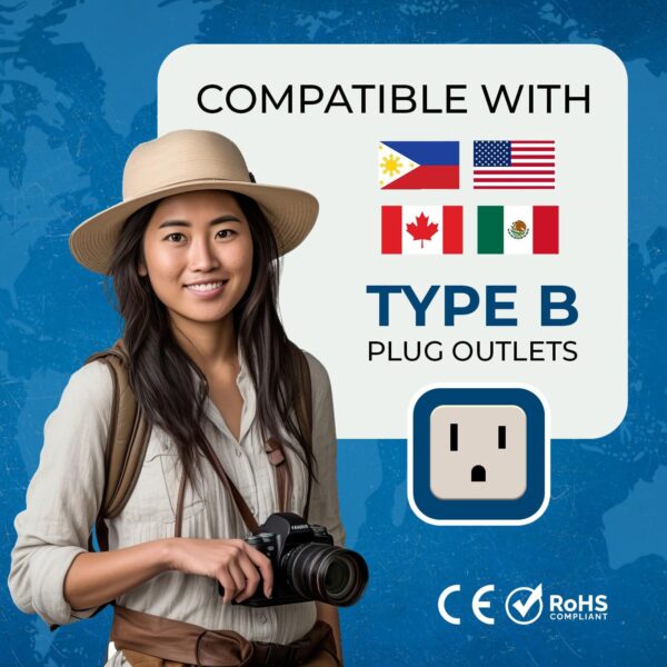 1735414179 OREI India USA Adapter India to Universal Travel Adapter for USA Japan Canada Plug Adapter Type B Plug 2 in 1 Perfect for Laptop Camera Charger and More CE RoHS Beige