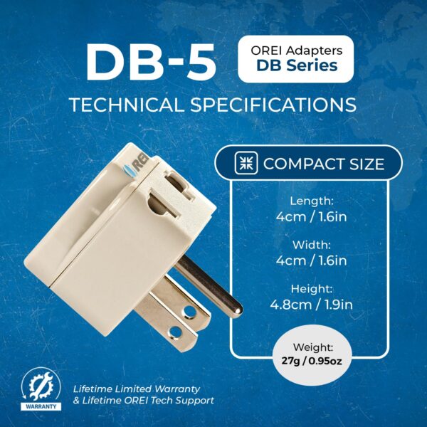 1735414181 OREI India USA Adapter India to Universal Travel Adapter for USA Japan Canada Plug Adapter Type B Plug 2 in 1 Perfect for Laptop Camera Charger and More CE RoHS Beige