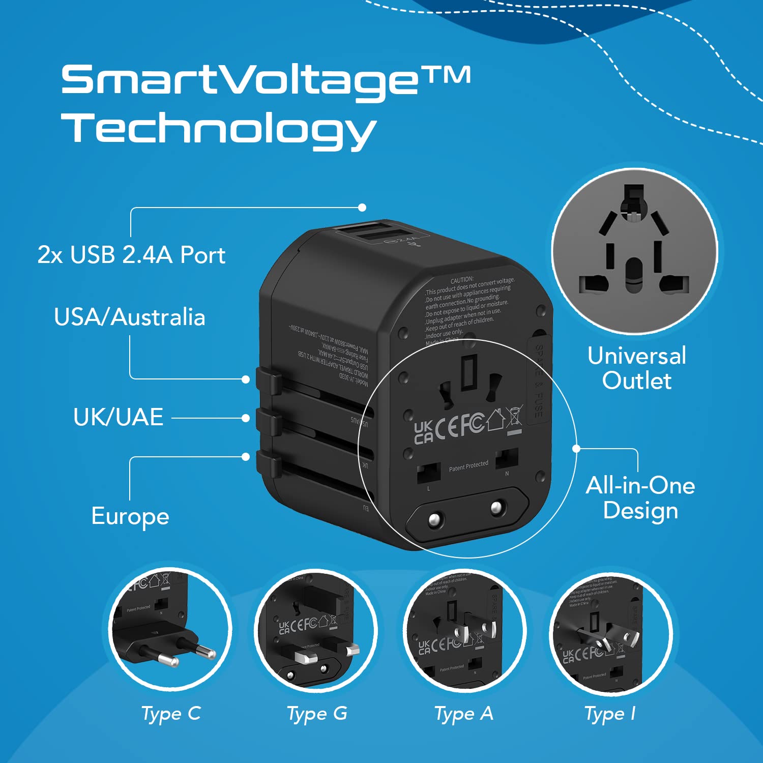 1735421200_Ceptics-Universal-Travel-Adapter-3-in-1-Worldwide-Travel-Adapter-Universal-Plug-Socket-and-2-x-USB-with-2.4A-International-Travel-Adapter.jpg 1735421200 Ceptics Universal Travel Adapter 3 in 1 Worldwide Travel Adapter Universal Plug Socket and 2 x USB with 2.4A International Travel Adapter