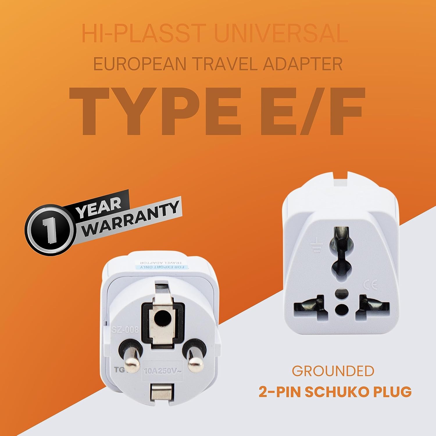1735432464 Hi Plasst India to Europe Travel Adapter Pack of 3 Schuko Plug Type EF European Plug Adapter Universal Socket for Europe Germany Spain Netherland France