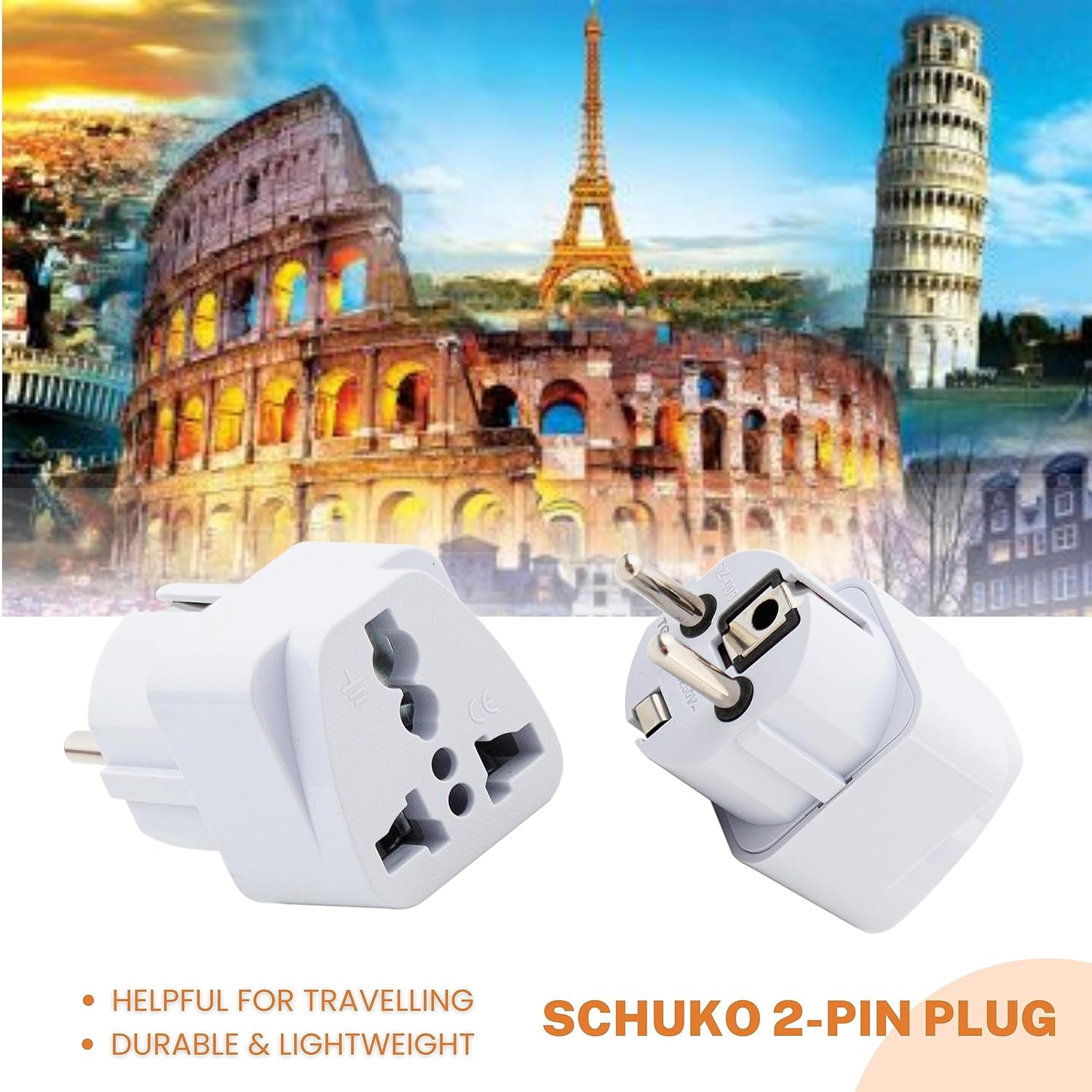 1735432469 Hi Plasst India to Europe Travel Adapter Pack of 3 Schuko Plug Type EF European Plug Adapter Universal Socket for Europe Germany Spain Netherland France