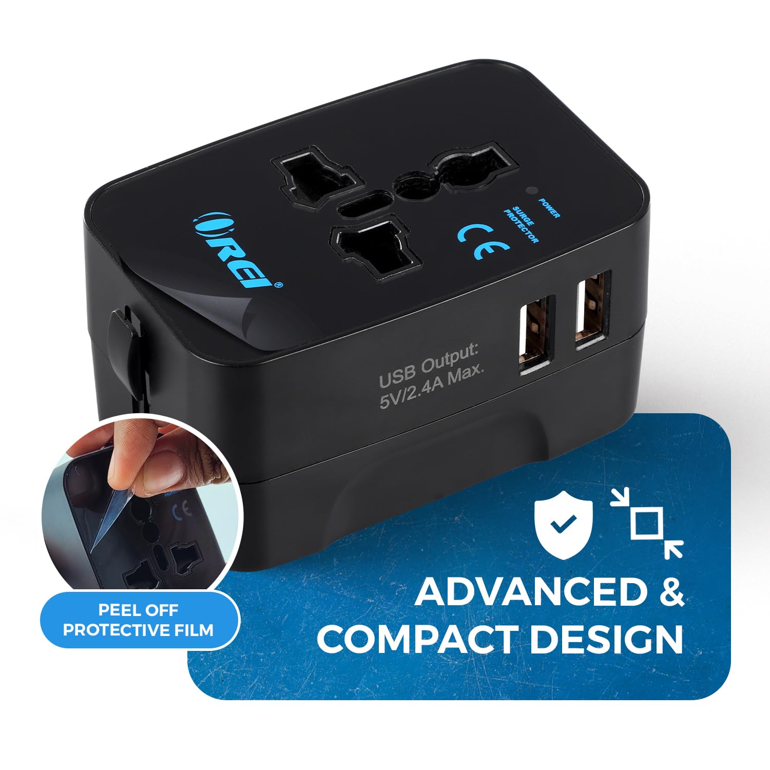 1735524554 Orei Universal Travel Adapter 3 in 1 Worldwide Travel Adapter with Dual USB Universal Socket with 2X USB A 2.4A Travel Adapter for US Europe More 10 Year Warranty
