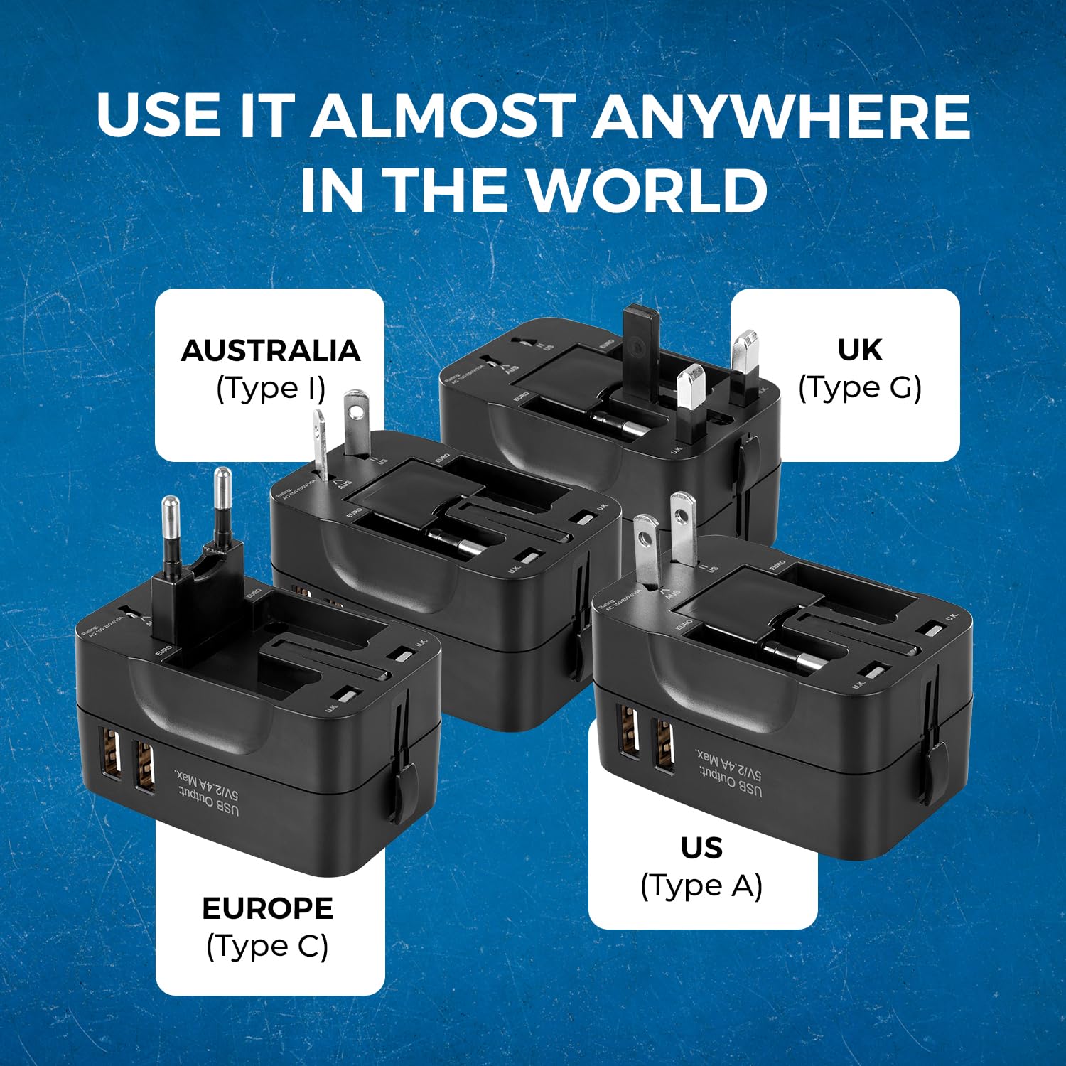 1735524556 Orei Universal Travel Adapter 3 in 1 Worldwide Travel Adapter with Dual USB Universal Socket with 2X USB A 2.4A Travel Adapter for US Europe More 10 Year Warranty