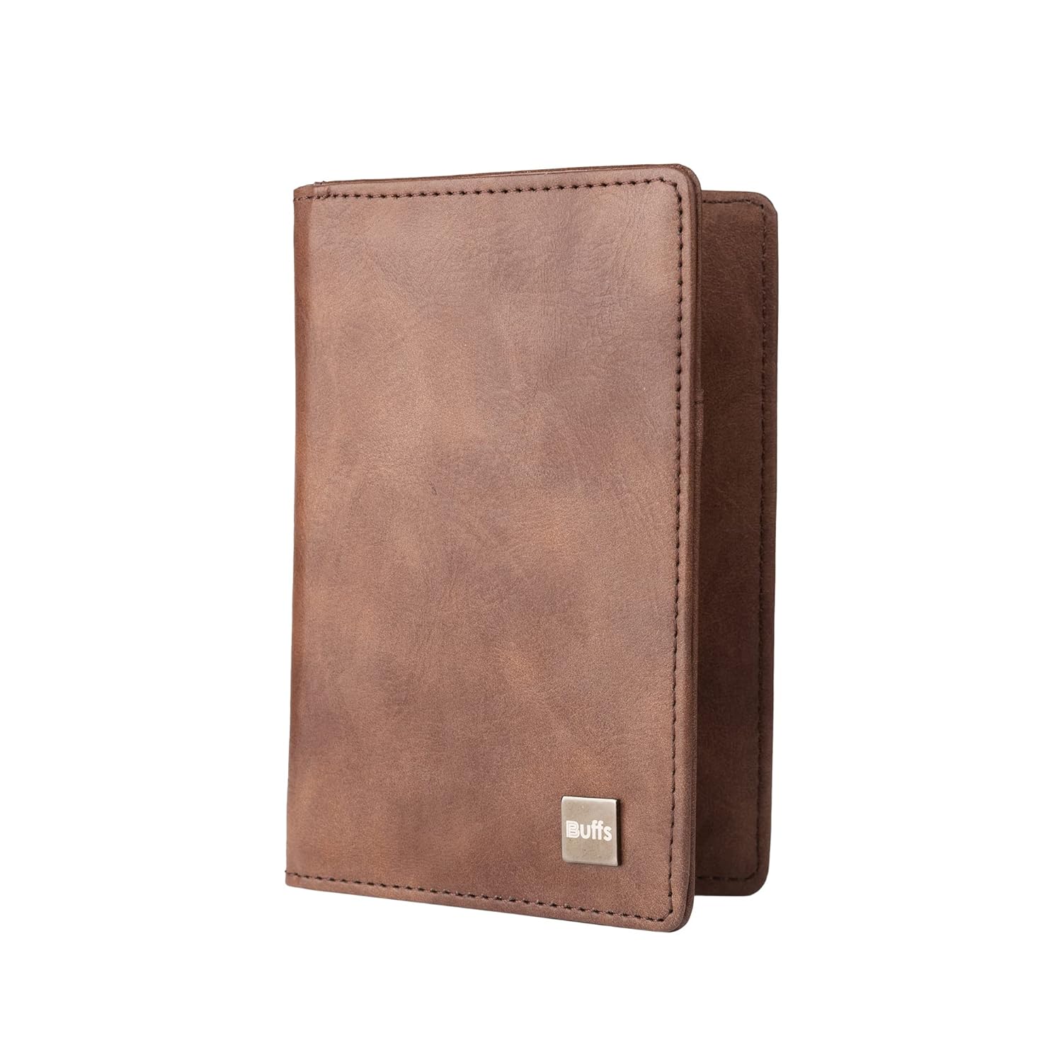 Buffs Vegan Leather Passport Holder Cover, Cruelty-Fee Leather Passport Case Buffs Vegan Leather Passport Holder Cover, Cruelty-Fee Leather Passport Case with RFID Blocking for Men and Women, fits 2 Passport Wallet and Case for Cards and Documents, Brown