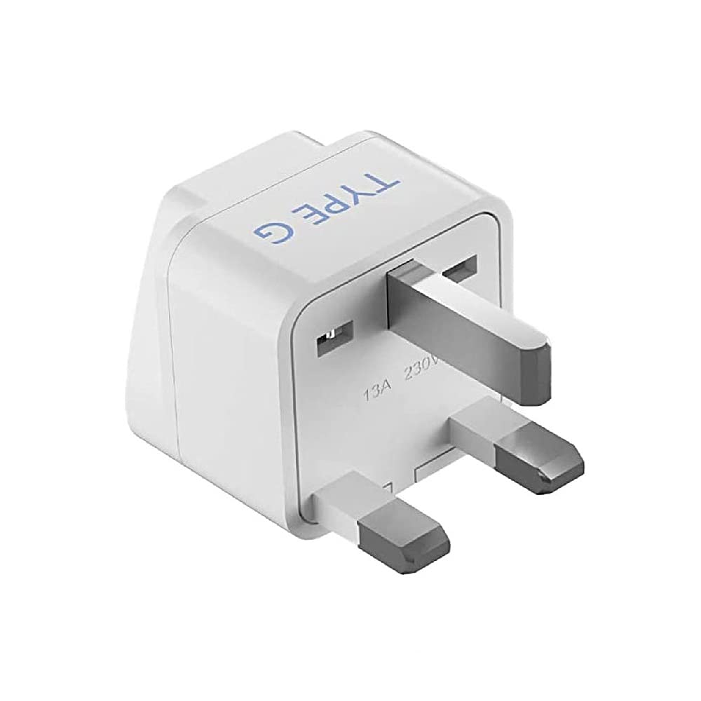 Ceptics Adapter to UK, India to UAE, Hong Kong, Dubai, UK Adapter Plug - UK Travel Adapter - Type G Adapter - Perfect for Laptop, Camera Chargers and More - CE - White - Lifetime Limited Warranty