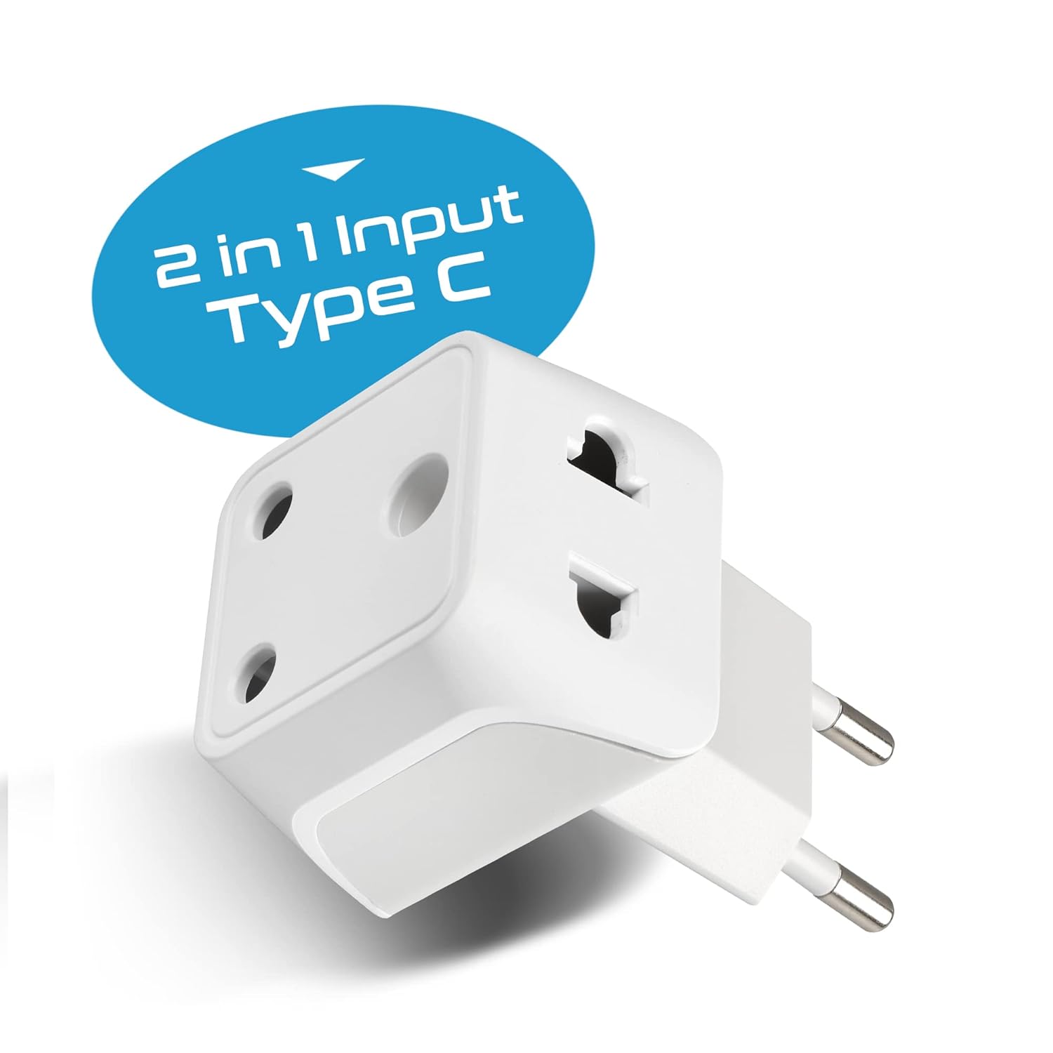 Ceptics India to Europe Travel Adapter Plug A– 2 in 1 GermanyFrance Smartphone Adapter Type C Ce Certified Rohs Compliant A– White 2 Pack