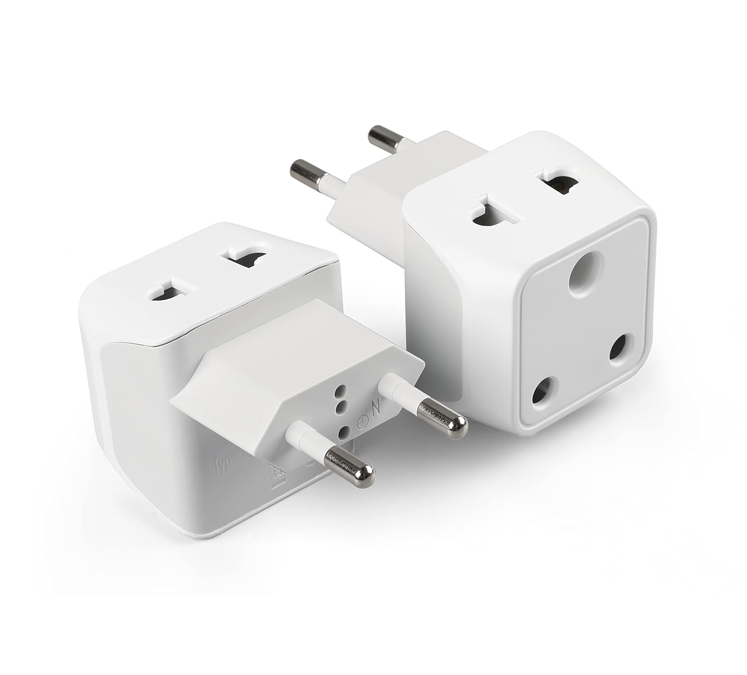 Ceptics India to Europe Travel Adapter Plug Â– 2 in 1 Germany,France Smartphone Adapter-Type C-Ce Certified-Rohs Compliant Â– White-2 Pack