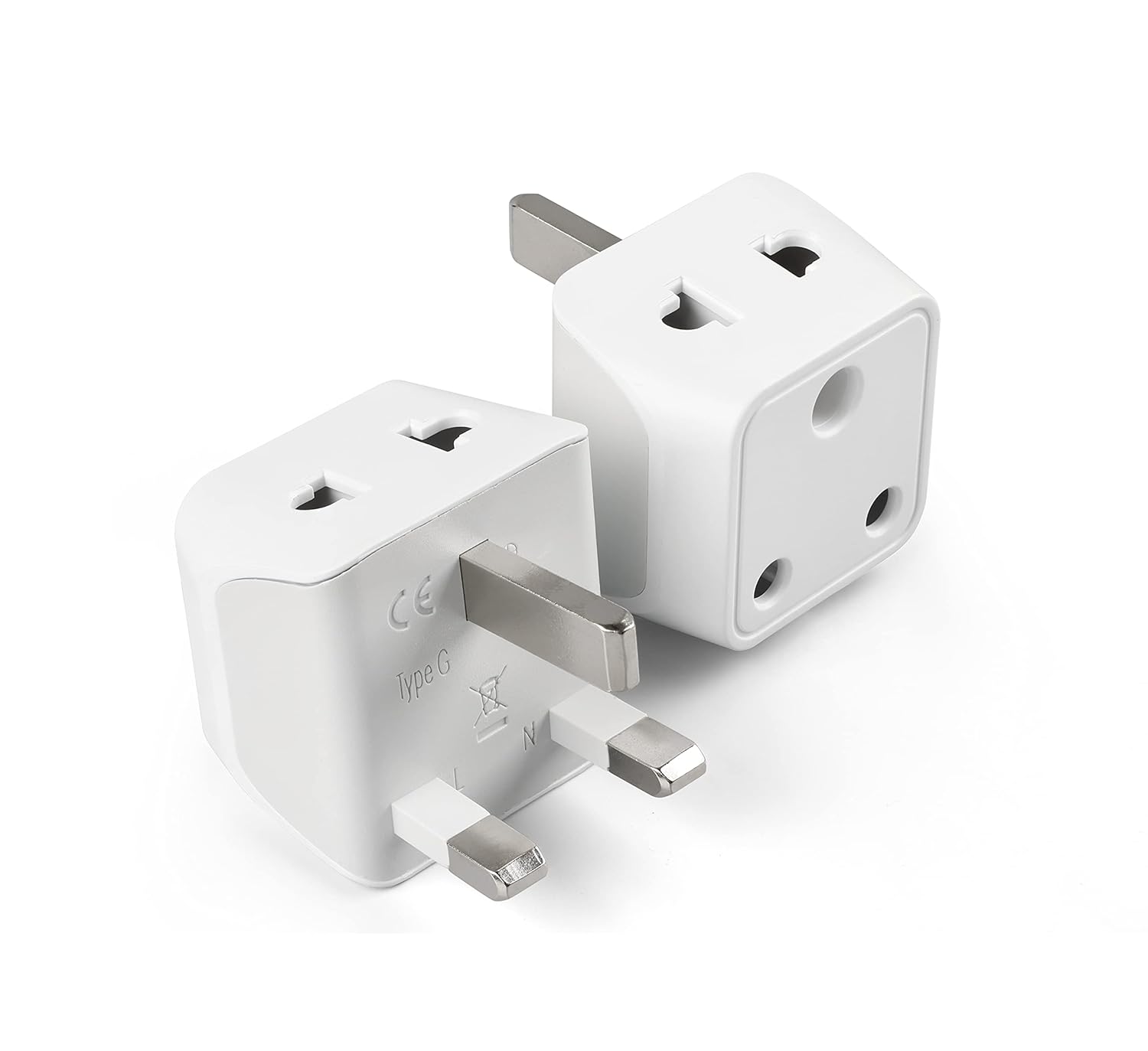 Ceptics India to UK, UAE Travel Adapter Plug – 2 in 1 Hong Kong Adapter - Type G - CE Certified - RoHS Compliant – White - 2 Pack - Lifetime Limited Warranty