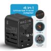 Ceptics Universal Charger Adapter with Type C 65W LaptopMacBook Mobile Charging 4 in 1 International Travel Adapter 1 USB 2 USB C W3.1A Max 10 Years Warranty Worldwide Travel Adapter Black