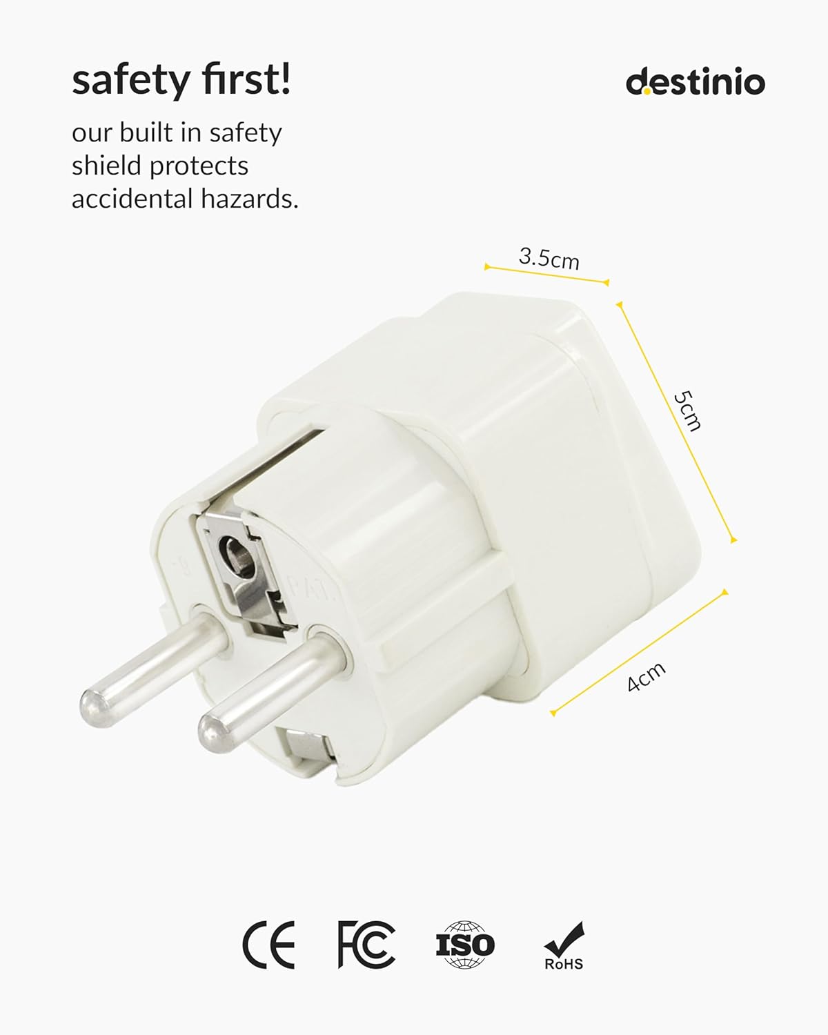 Destinio Europe Travel Adapter India to Europe Schuko Plug 10 Year Warranty Type EF European Plug Adapter Universal Adapter for Europe Adapter