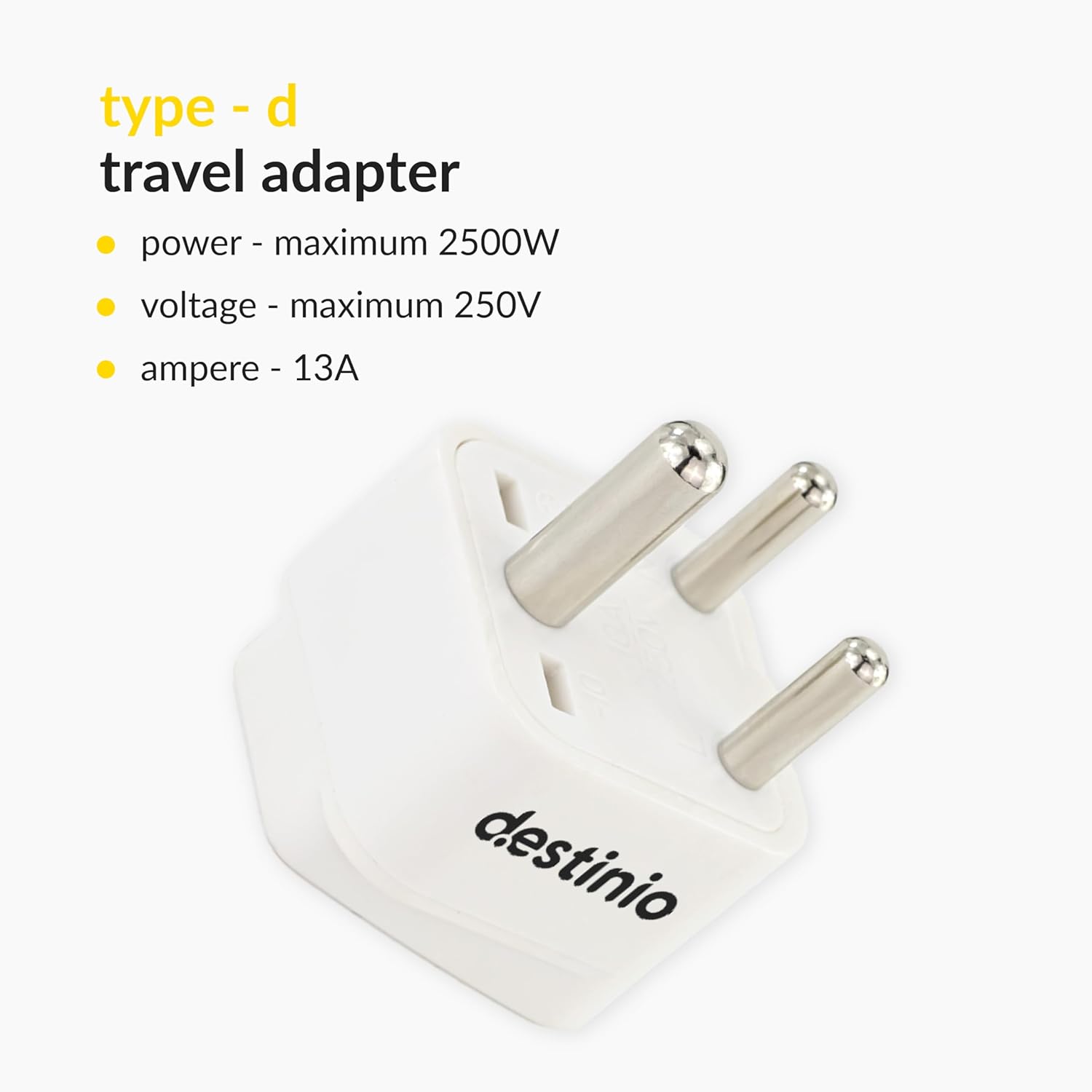 Destinio-World-USA-UK-Canada-Europe-and-More-to-India-Travel-Adapter-Plug-Type-D-10-Year-Warranty-1-Socket-US-to-India-Adapter-UK-to-India.jpg Destinio World USA UK Canada Europe and More to India Travel Adapter Plug Type D 10 Year Warranty 1 Socket US to India Adapter UK to India