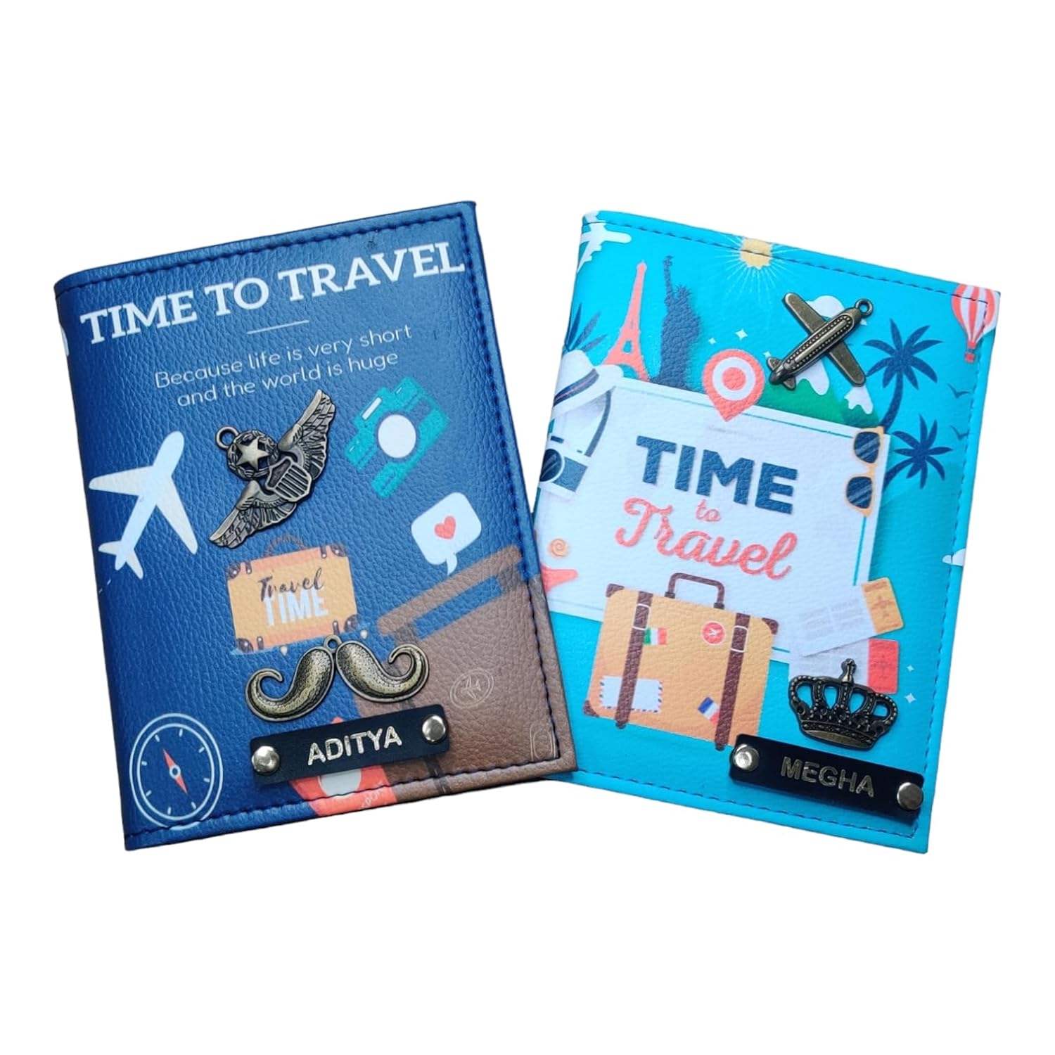 Giftsclub Unisex Printed leathertte Passport Covers(TTt-EXM-2PC) (Blue and Sea Green) Giftsclub Unisex Printed leathertte Passport Covers(TTt-EXM-2PC) (Blue and Sea Green)