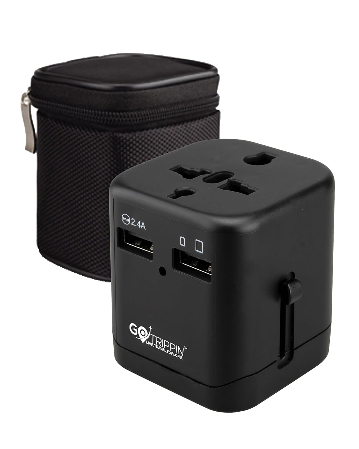Gotrippin by Destinio Premium Travel Adapter International All in One, 2.4A Dual USB Fast Charging, Universal Charger Adapter & Plug Adapter for UK, Europe, USA, UAE, Australia, Canada & Singapore