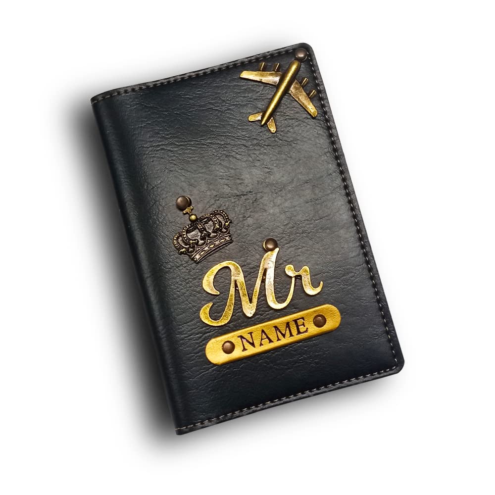 Little Cubess Men's Faux Leather Personalized Passport Cover Gift for Little Cubess Men's Faux Leather Personalized Passport Cover Gift for Men/Gift for Love/Gift for Husband (Black)