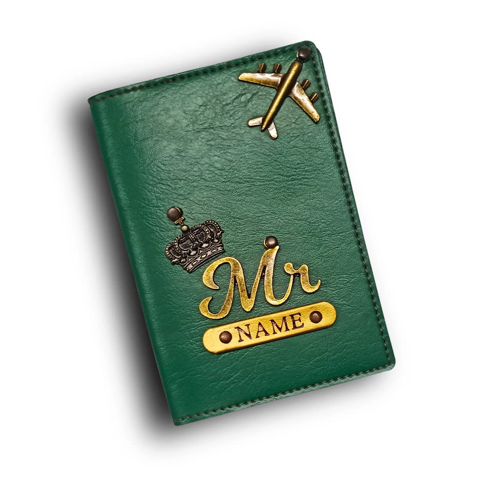 Little Cubess Personalized Faux Leather Passport Cover Customized Name for Little Cubess Personalized Faux Leather Passport Cover Customized Name for Men's/Women's/Wallet/Bag/Gift for Husband//Father/Sister/Brother (Green)