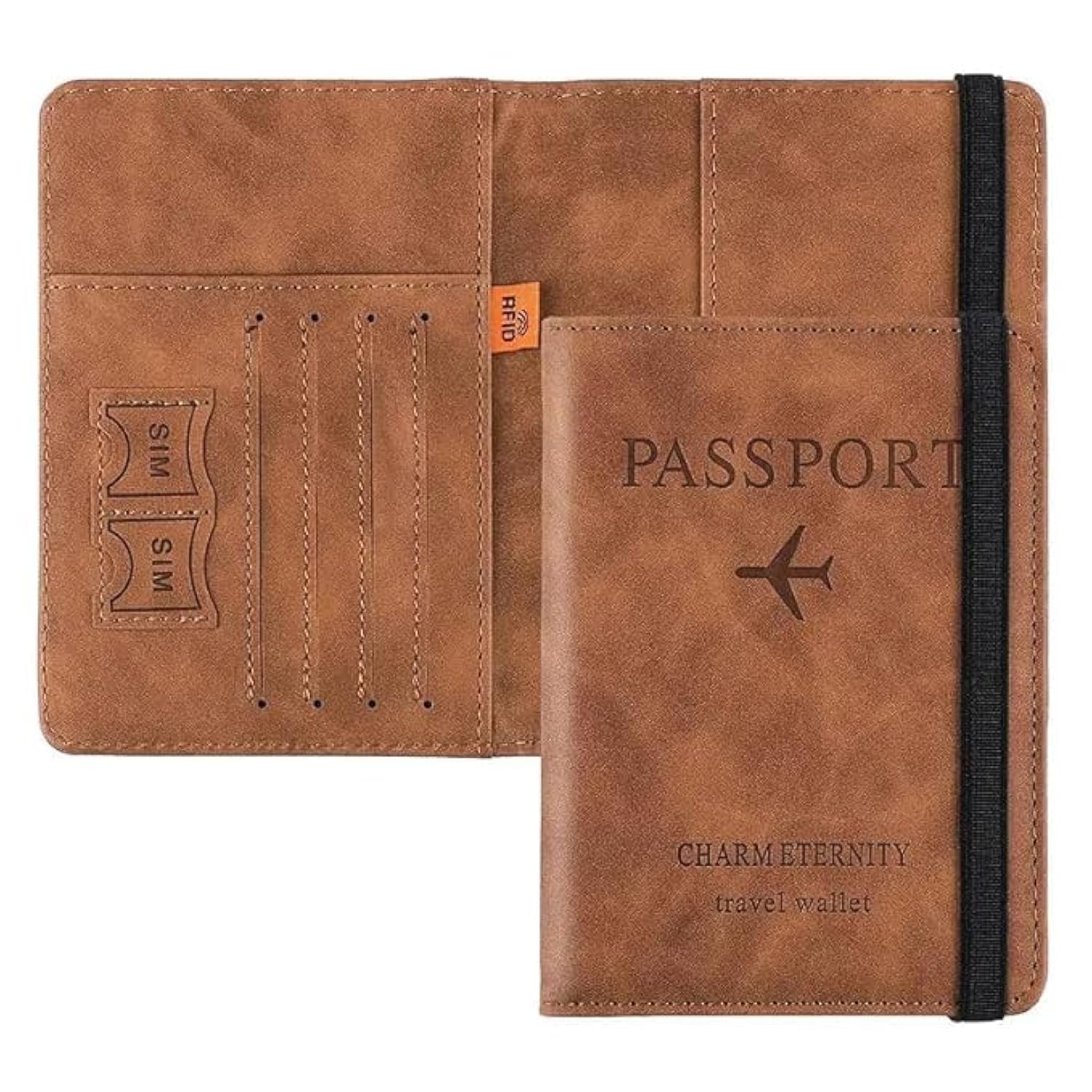 MONJAY Premium Passport Holder Cover Travel Wallet Organiser, Passport Case MONJAY Premium Passport Holder Cover Travel Wallet Organiser, Passport Case with PU Leather Travel Document Holder for Men & Women Travel Accessories (Brown)